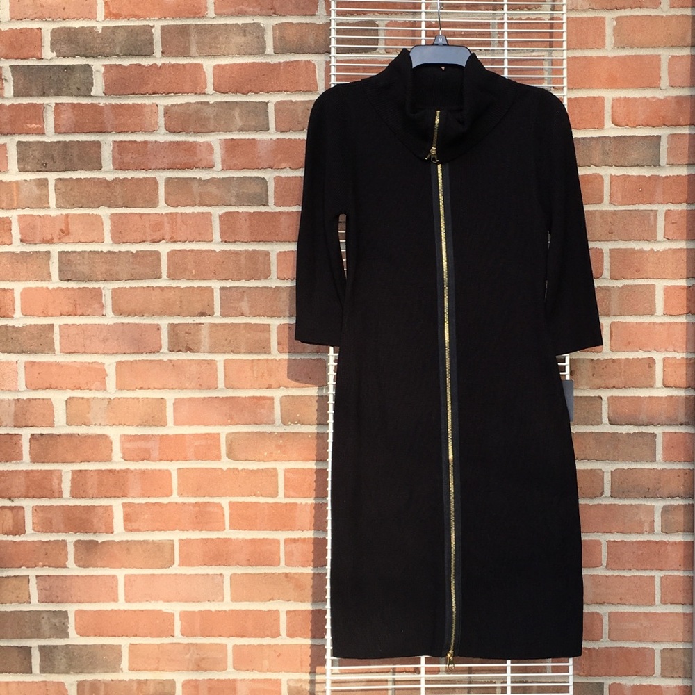 Mock Neck Black Sweater Dress (Size S)